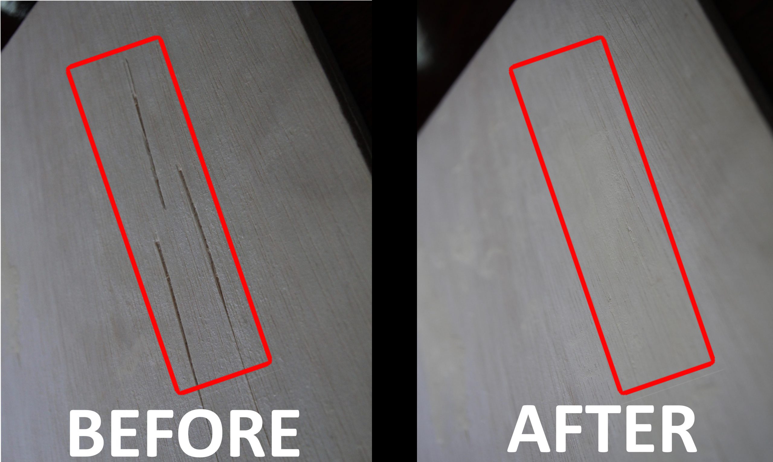 wood putty before and after